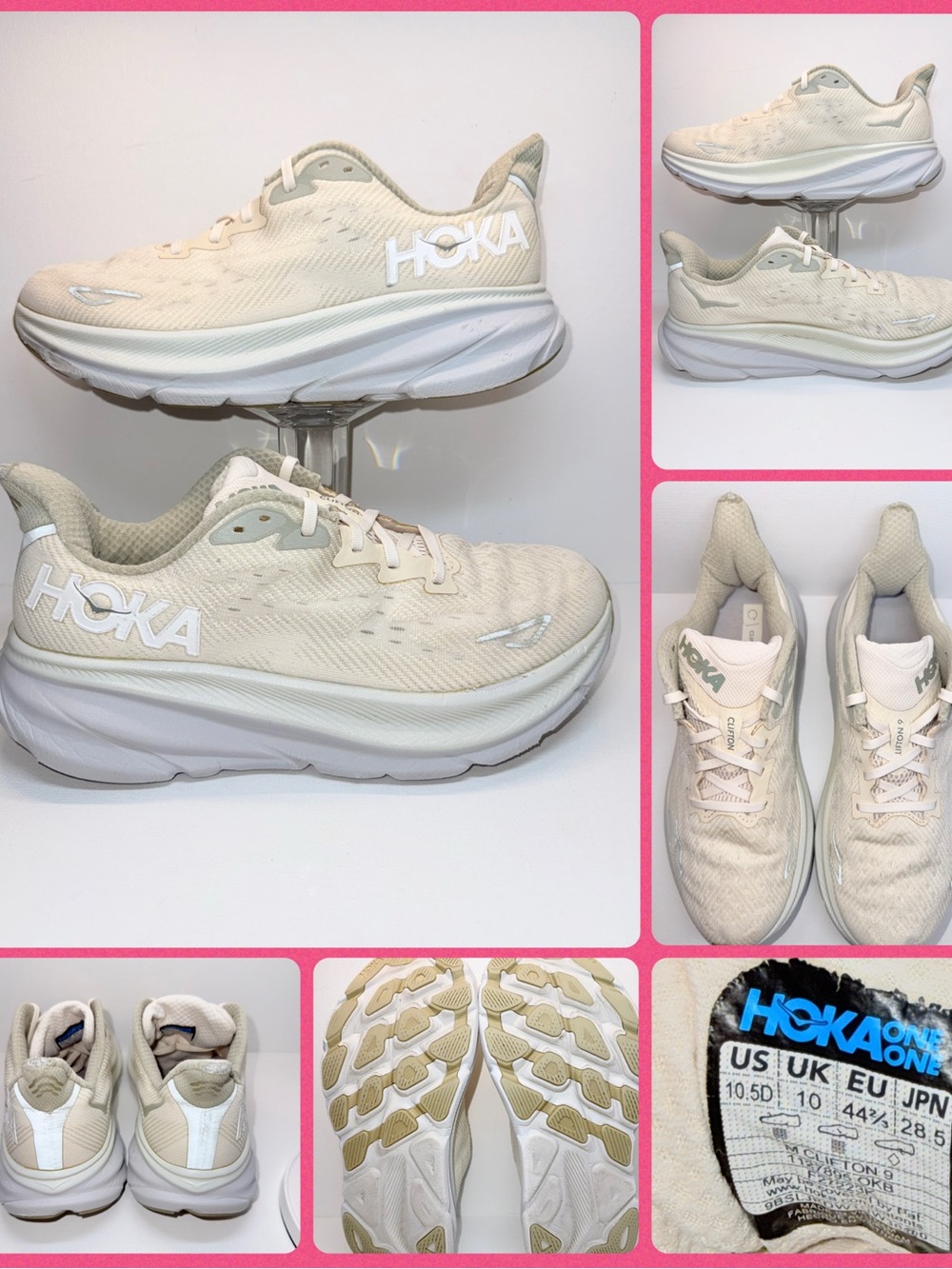 HOKA CLIFTON 9 Running Sneakers in Cream